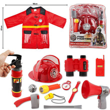 Load image into Gallery viewer, Washable Fireman Costume Set w/Storage Backpack Real Water Shooting Extinguisher Halloween Role Play Set Great Christmas Gift for Kids