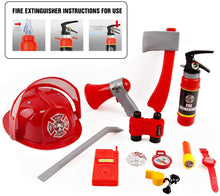 Load image into Gallery viewer, Washable Fireman Costume Set w/Storage Backpack Real Water Shooting Extinguisher Halloween Role Play Set Great Christmas Gift for Kids