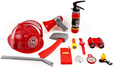 Load image into Gallery viewer, Washable Fireman Costume Set w/Storage Backpack Real Water Shooting Extinguisher Halloween Role Play Set Great Christmas Gift for Kids