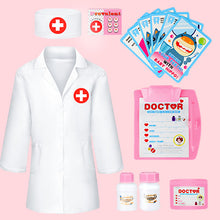 Load image into Gallery viewer, Kids Role Play Dentist Surgeon Vet Medical Light and Sound Electronic Stethoscope Lab Coat Cap Play Medical Equipment for Kids(Pink)