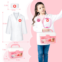 Load image into Gallery viewer, Kids Role Play Dentist Surgeon Vet Medical Light and Sound Electronic Stethoscope Lab Coat Cap Play Medical Equipment for Kids(Pink)