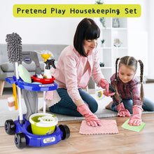 Load image into Gallery viewer, Kids Play Trolley Cleaning Set - Educational Toy Cleaning Set for Toddlers, Children’s Role Play Cleaning Tools with Housekeeping Cart, Broom, and Dust Pan, 12 Pieces Pretend Play Set for Boys and Girls Ages 3-8