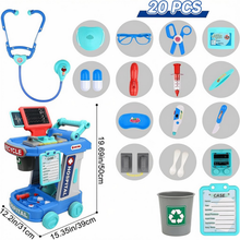 Load image into Gallery viewer, Kids Doctor’s Trolley Playset with Medical Tools & Costume – Mobile Pretend Medical Station with Sound Effects – Educational Role‑Play Toy for Boys & Girls Ages 3+