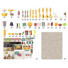 Load image into Gallery viewer, Kids Kitchen Playset with Lights, Steam, Water Sink & 40+ Accessories – Pretend Cooking Toy with Utensils, Food Items & Realistic Functions – Educational Role‑Play Set for Ages 3+