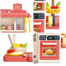 Load image into Gallery viewer, Kids Kitchen Playset with Lights, Steam, Water Sink & 40+ Accessories – Pretend Cooking Toy with Utensils, Food Items & Realistic Functions – Educational Role‑Play Set for Ages 3+