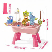 Load image into Gallery viewer, 2 in 1 Beach Table & Simulation Kitchen Sink Toy Set with Water Supply Function and Color-Changing Tableware (Pink)