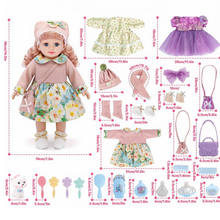 Load image into Gallery viewer, 14 Inch Doll Dress Up Playset, Baby Doll with 3 Outfits & Accessories, Handbags, Hairbrush, Makeup, Hair Accessories, Toy Phone, Cute Pet, Pretend Play Toy Gift for Kids Aged 3+