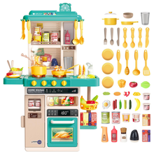 Load image into Gallery viewer, Green Realistic Lights & Sounds Kids Role Play Kitchen Set with Simulation of Spray Features Toys with Lots of Kitchen Accessories Gift