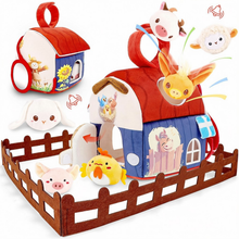 Load image into Gallery viewer, Plush Barn with Stuffed Farm Animals, Rattle,Crinkle Paper & Baby Mirror - Montessori- Inspired Sensory Toys for 6 Month+ Infants, Toddler Balls 1-3 Years -Ideal Gifts for 1 Year Old Boys & Girls