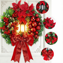 Load image into Gallery viewer, Christmas Wreath Decoration with Red Bow, Ornaments & Poinsettia Flowers – 40 cm Festive Door Hanging