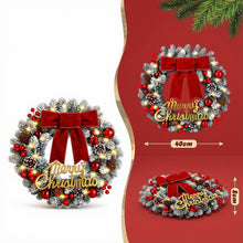 Load image into Gallery viewer, Christmas Wreath Decoration with LED Lights, Pinecones, Red Berries & Velvet Bow – Indoor/Outdoor Use