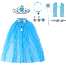 Load image into Gallery viewer, Princess Dress‑Up Costume Set for Girls with Cape, Crown, Wand & Jewellery – Role‑Play Costume for Parties, Cosplay & Special Occasions (Age 3+)