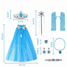 Load image into Gallery viewer, Princess Dress‑Up Costume Set for Girls with Cape, Crown, Wand & Jewellery – Role‑Play Costume for Parties, Cosplay & Special Occasions (Age 3+)