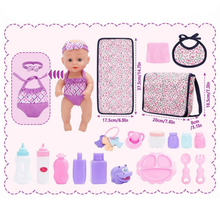 Load image into Gallery viewer, Baby Doll Care Set with Changing Bag, Feeding Accessories & Outfit – Pretend Play Nurturing Toy for Kids Ages 3+