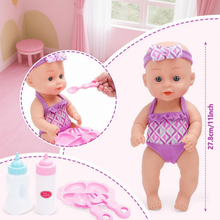 Load image into Gallery viewer, Baby Doll Care Set with Changing Bag, Feeding Accessories & Outfit – Pretend Play Nurturing Toy for Kids Ages 3+