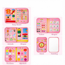 Load image into Gallery viewer, Toddler Busy Board Sensory Montessori Travel Toys 10 Pages Quiet Book for Kid Preschool Learning Activities w/ Life Skills Alphabet Number