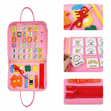 Load image into Gallery viewer, Toddler Busy Board Sensory Montessori Travel Toys 10 Pages Quiet Book for Kid Preschool Learning Activities w/ Life Skills Alphabet Number