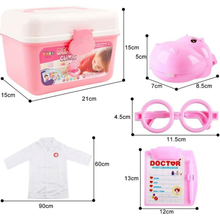 Load image into Gallery viewer, Kids Role Play Dentist Surgeon Vet Medical Light and Sound Electronic Stethoscope Lab Coat Cap Play Medical Equipment for Kids(Pink)