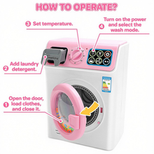 Load image into Gallery viewer, Kids Washing Machine Toy Set Pretend Play Household toy Set Laundry Washer with Lights, Sounds & Music Interactive Educational Toy with Detergent Bottle, Basket & Cloth Role Play Gift for Boys & Girls Ages 3+