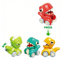 Load image into Gallery viewer, Push & Go Dinosaur Car Toy Set – 4PCS Mini Dino Vehicles for Toddlers