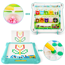 Load image into Gallery viewer, 2 in 1 Magnetic Disk Drawing Maze Puzzle Table Toy Double Sided Card for Toddlers Ages 3+ Mosaic Puzzle Table Toy Color Matching and Art Creation Set