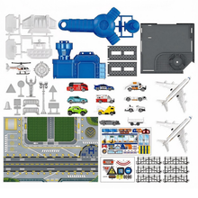 Load image into Gallery viewer, Airplane & Airport Play Set for Kids with Tower, Vehicles, Helicopter & 22×32" Map – Push & Go