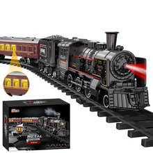 Load image into Gallery viewer, Deluxe Edition Steam Train Set Electric Classic Locomotive Toy with Lights, Real Smoke & Sounds Track Railway Playset for Kids & Collectors