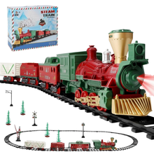 Load image into Gallery viewer, Christmas Electric Train Set with Steam Spray, LED Lights, Music & Easy‑Fit Tracks – Holiday Decoration