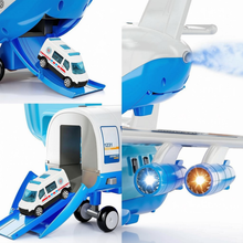 Load image into Gallery viewer, Transport Cargo Airplane Car Track Toy Set with Music Lights and Spray Includes Car Accessories and Maps Road Signs Birthday Gift for Children Age 3 4 5 6+