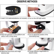 Load image into Gallery viewer, Kids Microscope, Portable Microscope Kit with LED Light and Mobile Phone Holder, Kids Beginner Educational Science Kit Toy for Kids Gift