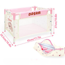 Load image into Gallery viewer, All‑in‑One Baby Doll Accessories Set with Crib, Stroller, High Chair & 10+ Essentials – Fits 18" Dolls