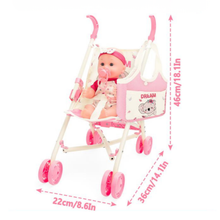 Load image into Gallery viewer, All‑in‑One Baby Doll Accessories Set with Crib, Stroller, High Chair & 10+ Essentials – Fits 18" Dolls