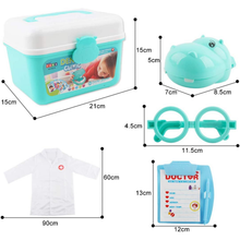 Load image into Gallery viewer, Kids Role Play Dentist Surgeon Vet Medical 30 Pcs Kit Light and Sound Electronic Stethoscope Lab Coat Cap Play Medical Equipment (Blue)