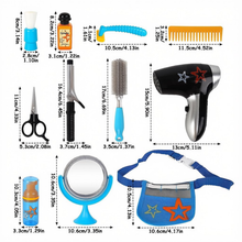 Load image into Gallery viewer, Stylist Hairdresser Barber Salon Role Play Set with Hairdryer Curling Iron Belt Styling Accessories Pretend Play Set for Kids