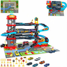 Load image into Gallery viewer, 3‑Level Parking Garage Adventure Playset with Ramps, Roads & 64 Accessories – Kids Car Track Set