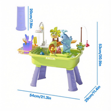 Load image into Gallery viewer, Beach Table & Simulation Kitchen Sink 2-in-1 Toy Set with Water Supply Function Simulation Dishwashing Set with Faucet Color-changing Tableware in Warm Water Children's Role Playing Toy with Accessories Gift