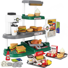 Load image into Gallery viewer, 71Pcs Kids Fast Food Playset Caterer Kitchen Toy Set with Cash Register & Drink Dispenser
