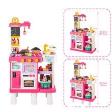Load image into Gallery viewer, Pink Play Kitchen Set Pretend Cooking Toys with Stove Oven Utensils for Kids