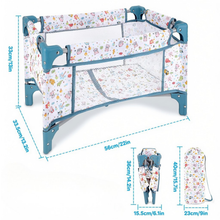 Load image into Gallery viewer, Baby Doll Crib with Storage Bag, Foldable Mesh Baby Doll Bed, Doll Furniture Accessory for Up to 18 Inch Baby Dolls, Christmas Birthday Pretend Play Gift for Kids Ages 3+