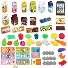 Load image into Gallery viewer, Kids Shopping Cart Playset with 64+ Accessories – Pretend Grocery Shop Toy with Fruit & Veg – Imaginative Role‑Play Set for Children Ages 3+