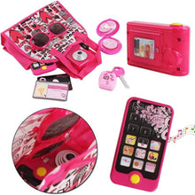 Load image into Gallery viewer, Vanity Handbag Beauty Set for Girls Styling Pretend Makeup and Accessories Playset Including toy Camera and Toy Phone