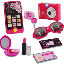 Load image into Gallery viewer, Vanity Handbag Beauty Set for Girls Styling Pretend Makeup and Accessories Playset Including toy Camera and Toy Phone