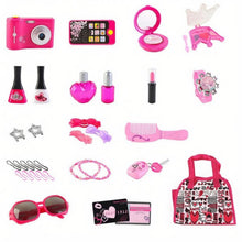 Load image into Gallery viewer, Vanity Handbag Beauty Set for Girls Styling Pretend Makeup and Accessories Playset Including toy Camera and Toy Phone