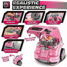 Load image into Gallery viewer, Pink Take Apart Building Truck Pretend Play Realistic Mechanic Toy w/Remote Control Key Gift with Sound and Light Functions