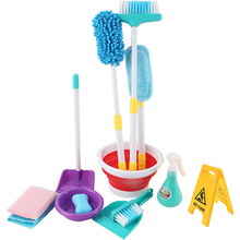 Load image into Gallery viewer, Household Cleaning Play Set with Broom, Bucket, Soap, Bin, Wet Floor Sign, Dustpan, Brush and Much More Included ¨C Great Fun for Kids