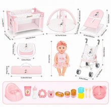 Load image into Gallery viewer, Baby Doll Nursery Playset with 12" Doll, Stroller, Crib, Play Mat & Travel Bags – Complete Pretend Baby Care Set with Accessories – Role‑Play Toy for Kids Ages 3–8