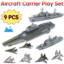 Load image into Gallery viewer, Model Military Naval Ship Aircraft Carrier Toy Play Set with Small Scale Model Planes, Battleship and Supply Ship Included