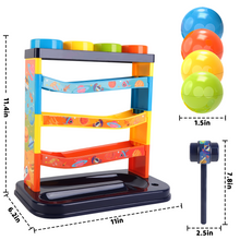 Load image into Gallery viewer, 3-Layer Ball Drop Toy - Color sorting toys-Montessori STEM Learning Game for Toddlers 1-3 Years - Pound & Play Hammer Activity with Rolling Balls - Develops Fine Motor Skills, Hand-Eye Coordination - Baby Gift for Boys Girls (Random Colours)