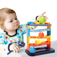 Load image into Gallery viewer, 3-Layer Ball Drop Toy - Color sorting toys-Montessori STEM Learning Game for Toddlers 1-3 Years - Pound & Play Hammer Activity with Rolling Balls - Develops Fine Motor Skills, Hand-Eye Coordination - Baby Gift for Boys Girls (Random Colours)