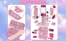 Load image into Gallery viewer, Kids Beauty Vanity Set with Suitcase Dressing Table Hair Salon Pretend Makeup & Hairdressing Toy Set Portable Dressing Table Princess Dress Up Playset Gift Toddler